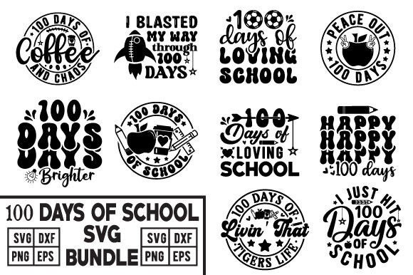 100 Days of School SVG Bundle, Teacher: A Creative Resource for Educators and Designers