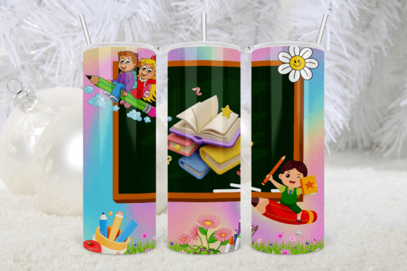 Kids Gift School Vibes Tumbler Wrap PNG